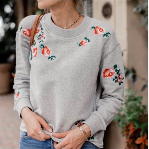 madewell flower embroidered sweater